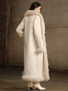 Anewsta Women's Solid Color Suede Long Sleeve Hooded Long Casual Jacket, Autumn & Winter - Beige - View 2
