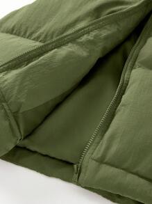 SHEIN SXY Women's Solid Color Zip Up Casual Padded Gilet Jacket - Army Green - View 9