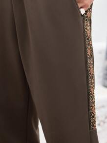 Manfinity Homme Męskie brązowe, patchworkowe, ściągane sznurkiem spodnie dresowe na co dzień