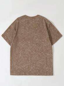 SHEIN Explorewe T-shirt décontracté à col ras-du-cou à manches courtes avec imprimé de main lavé pour garçons adolescents, été - Multicolore - Voir 2