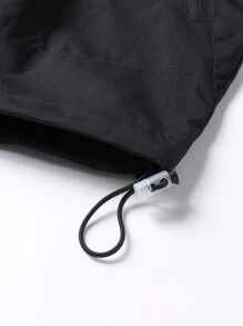 Manfinity Homme Chaqueta casual con capucha para hombre con cremallera, cordón y manga larga de unicolor