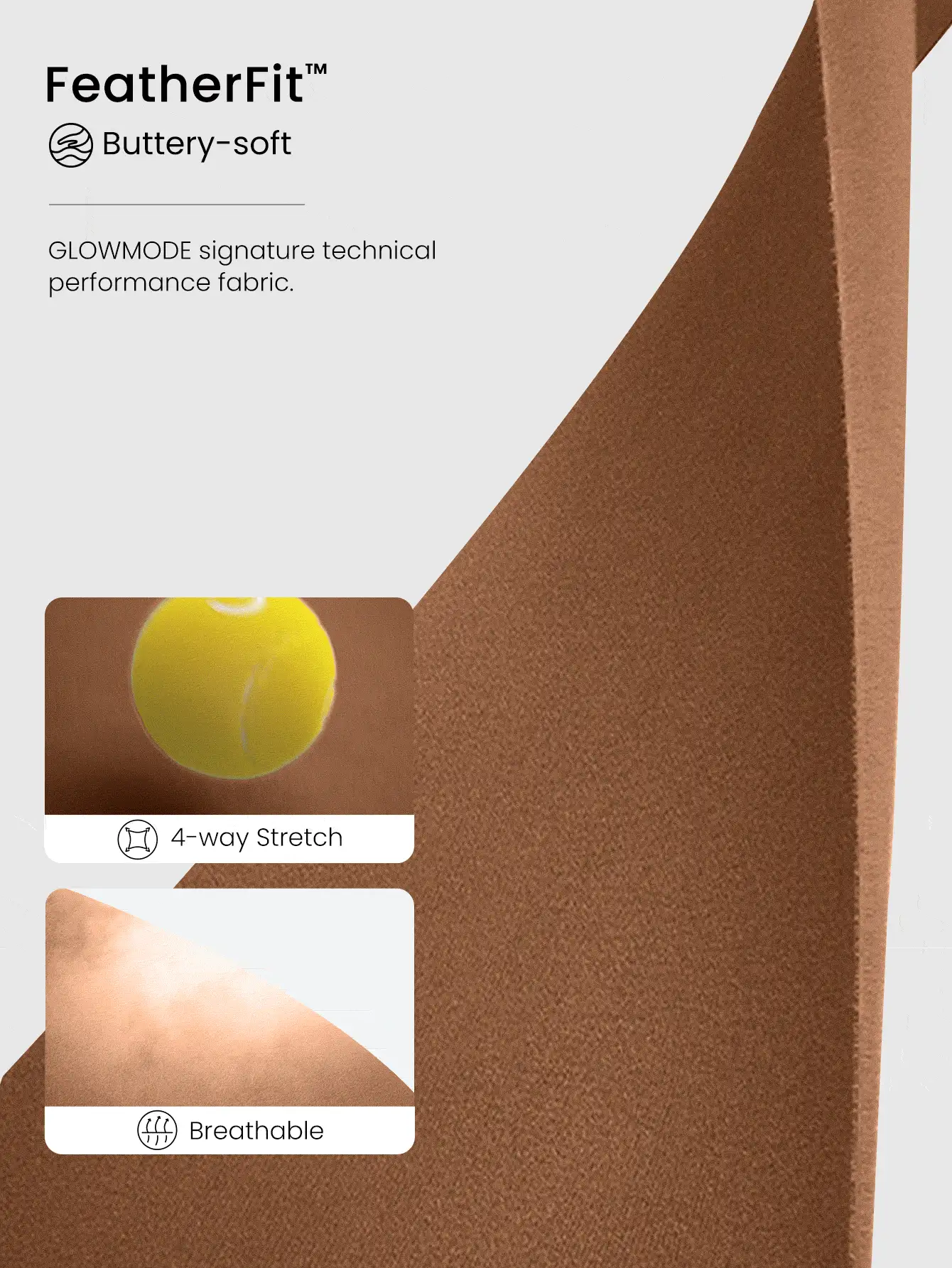 GLOWMODE Quần ống rộng cạp cao FeatherFit™ xẻ bên hông có túi bên hông tập yoga tác động thấp hàng ngày - màu nâu - Xem 5