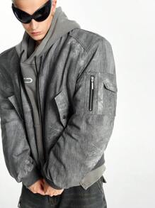 NEON BLANC Padded Shoulder Bomber Men Padded Coat With Ribbed Collar, Suitable For Autumn Winter