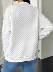 SHEIN Maternity V-Neck Solid Color Long Sleeve Casual Sweatshirt, For Winter - White - View 2