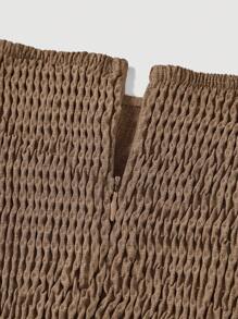 SHEIN MOD Women's Denim Effect Slim Segmentation Shirred Back Sleeveless Dress - Khaki - View 3