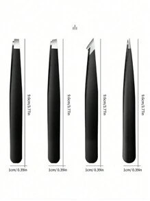 4pcs, Professional Stainless Steel Tweezers Set, Professional Stainless Steel Tweezers, Effectively Removes Hair, Very Suitable For Daily Beauty And Health Care, Suitable For Eyebrow Care For Both Men And Women, Used For Fine Trimming Of Facial Hair, Removing Debris And Ingrown Hairs (Black), Great As A Holiday Gift, Suitable For Christmas, Back To School, Halloween. - Black - View 6