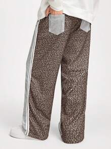 ROMWE MEN ROMWE Avant Herren einfarbige Sweathose mit Patchwork Vorderseite und Tunnelzug, lässiger Alltagsanzug