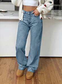 EURMUSE HIGH RISE STRAIGHT CUT LIGHT BLUE WOMEN JEAN - Baby Blue - View 7