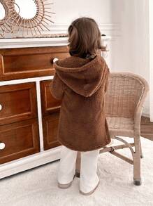 SHEIN 3 件套女婴韩式秋冬装，长袖 T 恤、裤子、毛绒夹克 - 彩色 - 查看 2