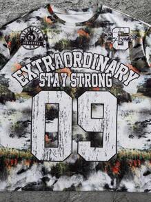 Manfinity Roughcore 男式加大码圆领字母和数字印花短袖 T 恤 - 彩色 - 查看 7