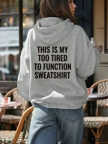 Flirla 大码女式 8 球印花后背抽绳连帽运动衫 - 淺灰色 - 查看 3