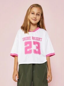 SUMWON Tween Girls Football Jersey Tee And Cargo Pant 2 Piece Set