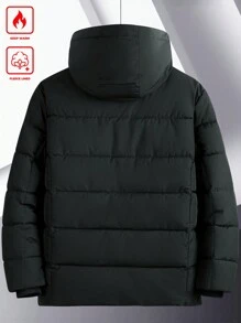 Manfinity Homme Men's Loose Fit Hooded Padded Long Sleeve Jacket - Army Green - View 4