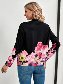 EMERY ROSE Women's Casual Floral Print Zipper Front Bomber Jacket, Spring & Fall - Multicolor - View 1