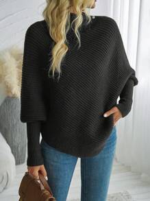 Chiquease Áo len poncho dáng rộng thời trang mới cho nữ, áo chui đầu rộng rãi thoải mái, kiểu dáng thanh lịch và đơn giản, thích hợp cho mùa thu và mùa đông, áo len chui đầu mùa thu. - màu đen - Xem 1