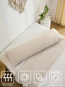 米色抱枕套涤纶纤维波西米亚风抱枕套条纹镂空装饰长枕套 1 件波西米亚风格纯色 20"X54" 抱枕套，男女礼物 - 米色 - 查看 9