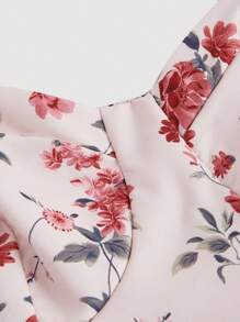 SHEIN MOD 浪漫花卉印花肩带系腰女士夏装，夏季女士连衣裙，布里奇顿风格连衣裙，花卉连衣裙