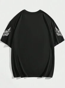 ROMWE MEN Goth Men Skull & Cross Print Tee, School, 2000s Style