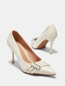 CUCCOO BIZCHIC Giày cao gót dự tiệc mũi nhọn thời trang mới, lý tưởng cho công việc và sự kiện xã hội - Màu be - Xem 6