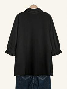 EMERY ROSE 大码女式纯色长袖宽松休闲衬衫，春秋季女式衬衫