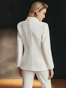 MOTF PREMIUM CHI TIẾT VỀ CỔ ÁO KHOÁC CÓ MỘT CÚC - trắng - Xem 4