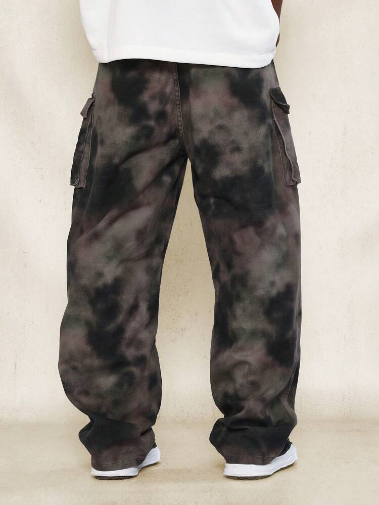 Skater Fit Tie Dye Multi Pocket Cargo Jean