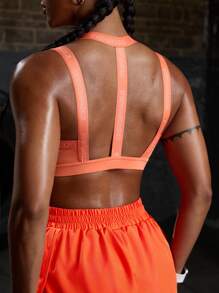 Powerista 女士字母针织休闲日常健身运动胸罩 - 橘色 - 查看 4