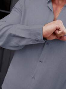 Manfinity Homme 男士纯色长袖休闲办公衬衫，春秋