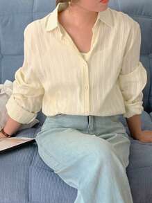 DAZY Women's Striped Long Sleeve Casual Business Shirt, Autumn,Long Sleeve Tops,Fall Women Clothes