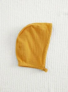 Cozy Pixies 2pcs/Set Baby Girl Floral Pattern Round Neck Long Sleeve Ruffle Waist Bodysuit & Hat - Yellow - View 5