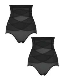 Pantalón moldeador de malla transparente de unicolor, levantador de glúteos - Negro - Ver 6