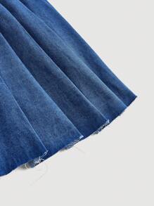 SHEIN MOD Falda midi plisada de jean talla grande, azul casual