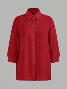 SHEIN LUNE 3pcs/Set Women's Autumn Long Sleeve Shirt, Camisole, And Skinny Leggings Outfit Red Clothes Christmas