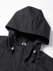Manfinity Homme Áo khoác trùm đầu đơn giản hàng ngày dành cho nam, Áo gió ngoài trời - màu đen - Xem 4