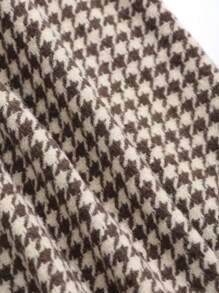 DAZY 女士优雅千鸟格长款A字裙 - 咖啡棕 - 查看 3