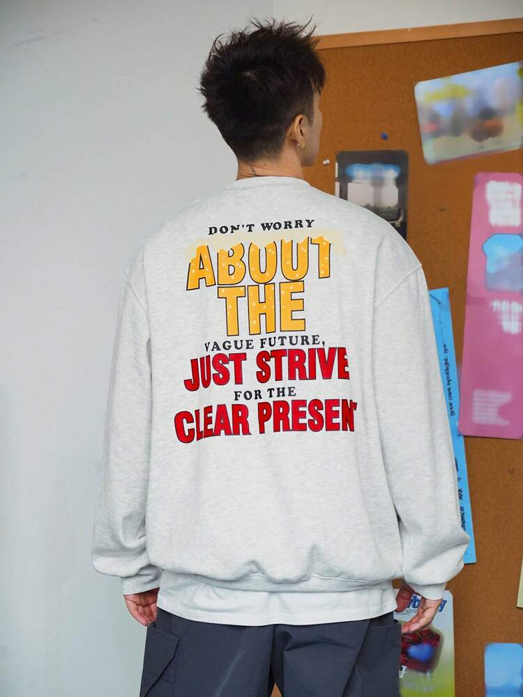 Men's Solid Color Pullover Sweatshirt, Autumn