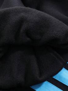 FRIFUL Women's Colorblock Oversized Fleece Sweatshirt With Letter Print Jacket Fall,Winter - Black - View 3