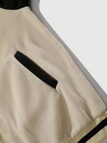 Manfinity EMRG Chaqueta casual para hombre con parches sólidos, botones delanteros y estampado de letra