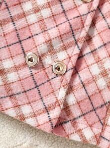 Baby Girl Plaid Patchwork Fluffy Collar Long Sleeve Casual Jacket - Pink - View 6