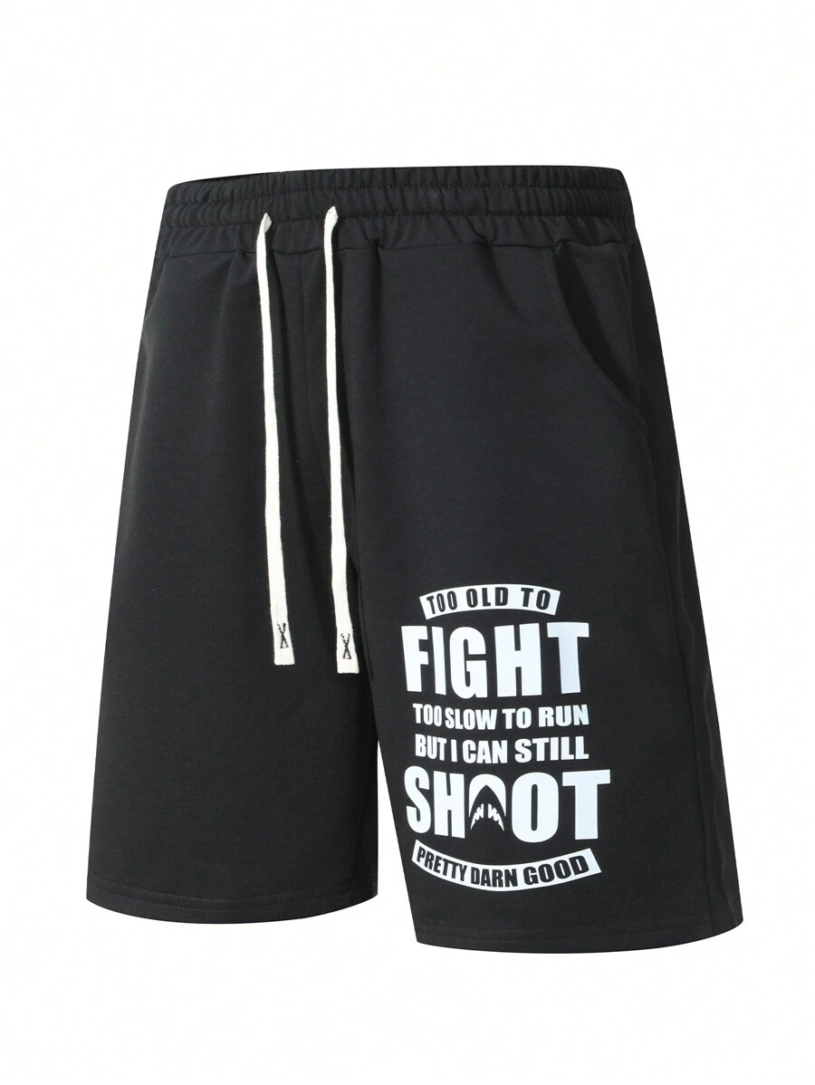 Manfinity Sport PWRUP Short de sport pour homme style boyfriend avec cordon de serrage à la taille et imprimé slogan