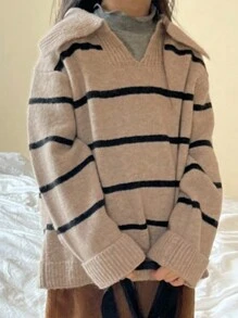 Dazy Kids Young Girls Striped Knitted Sweater, Autumn
