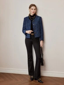 MOTF PREMIUM GOLD SINGLE BREASTED PLACKET JACKET - Blue - View 6