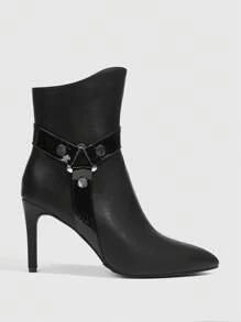 CUCCOO SZL Women's Black Versatile Elegant Minimalist Style Short Ankle Boots For Christmas And New Year Holiday - Black - View 3