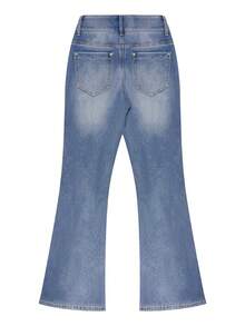 NVFelix 新款秋季弹力喇叭牛仔裤，双口袋，浅蓝色