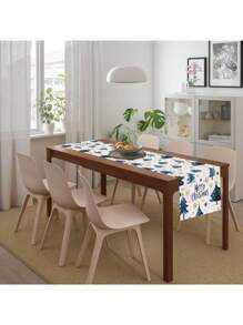 1pc Festive Christmas Table Runner Blue Christmas Trees And Snowflake Festive Holiday Print Design - Perfect For Indoor And Outdoor Holiday Parties Decor, Home Party - الأزرق - مشاهدة 6