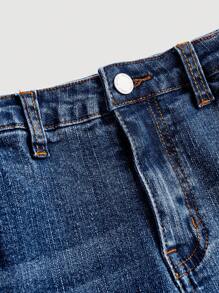 SHEIN Tween Girl Y2K Washed Denim Flare Leg Jeans - Medium Wash - View 3