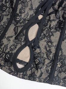 Zolique 性感黑色蕾丝前镂空吊带背心，夏季秋季女式紧身上衣 - 黑色 - 查看 4