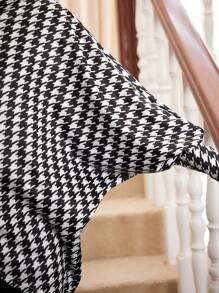 SHEIN 1pc Girls' Loose Fit Houndstooth Batwing Formal Jacket, Autumn - Black and White - View 9