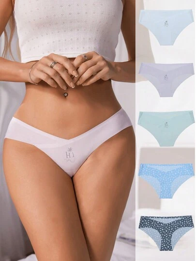 SHEIN Quần lót cạp bất đối xứng họa tiết cây cọ và chữ Maternity