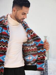 Manfinity Homme Men's Plush  Hooded Jacket, Casual Daily Comfortable Warm Outerwear - Multicolor - View 6